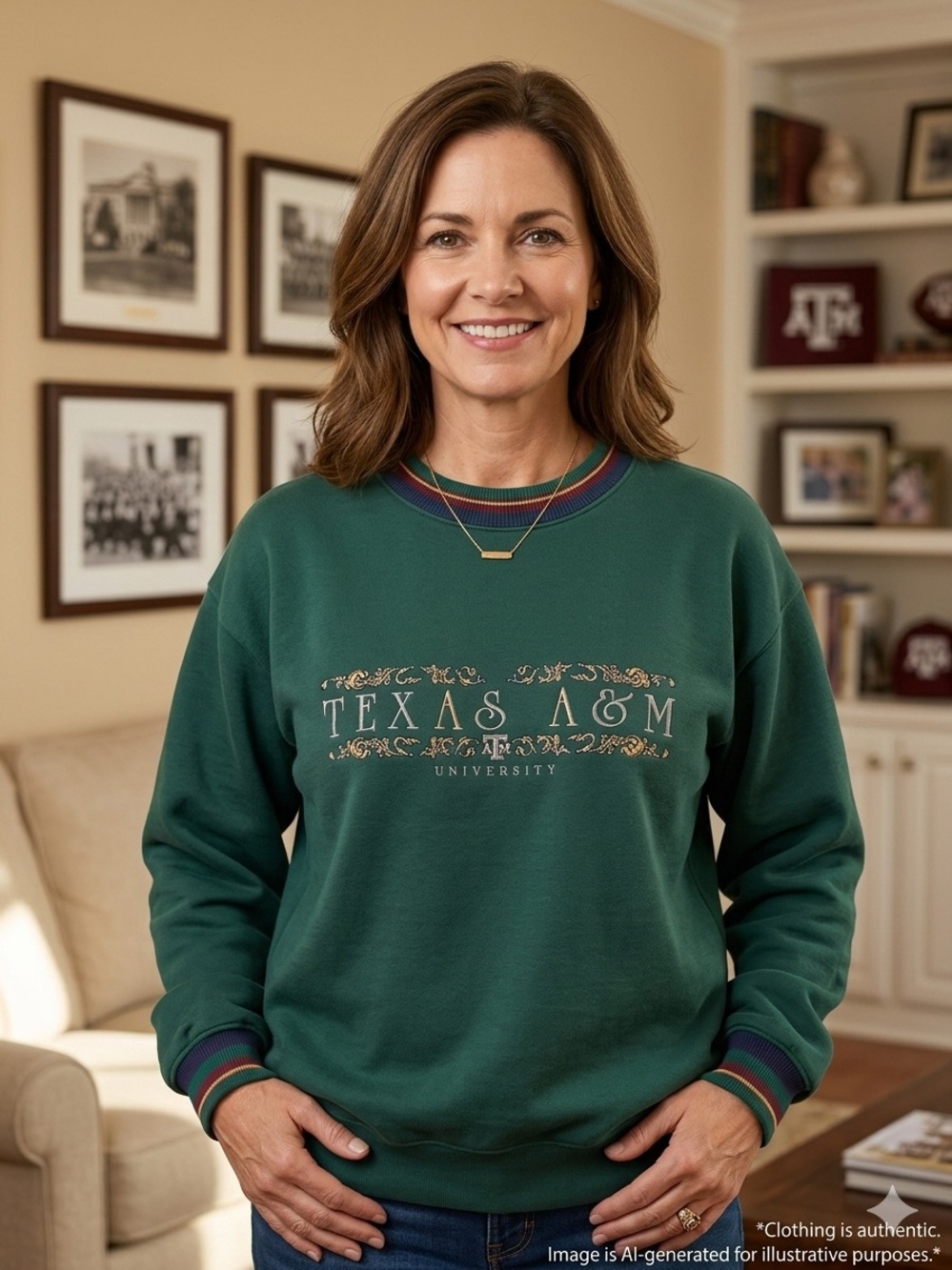 Vintage Texas A&M University Green Crewneck Sweatshirt Womens M